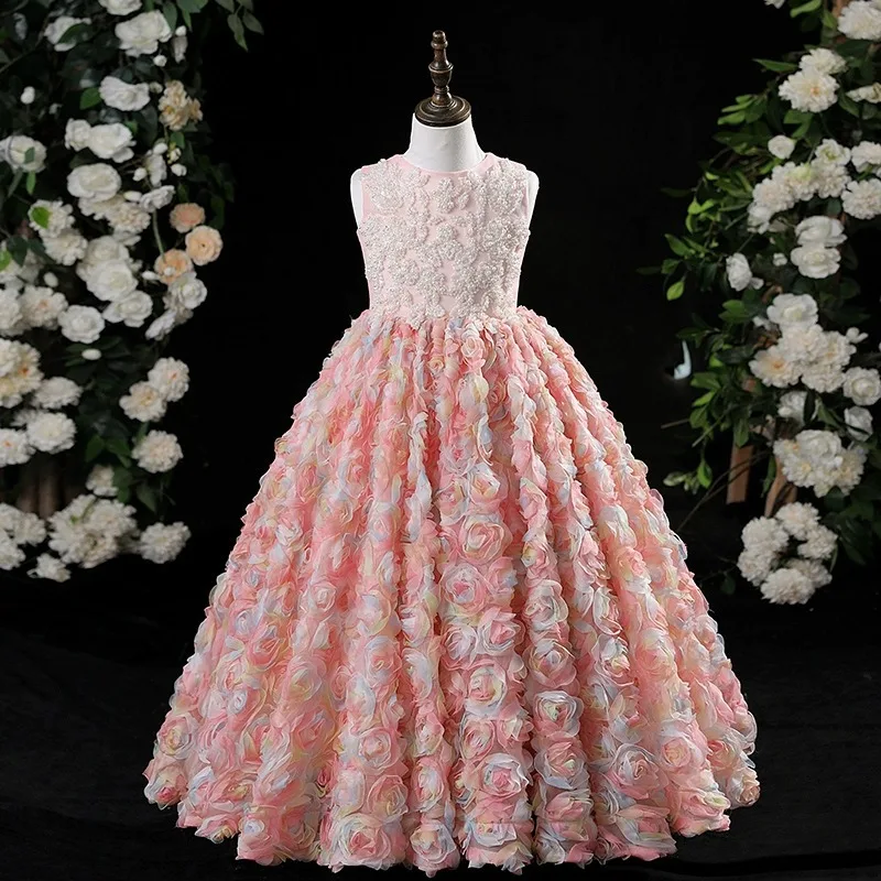 

New Design Baby Flower Girl Dresses Flowers Children Prom Princess Birthday Show Party Gowns