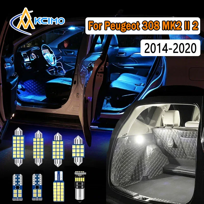 

LED Interior Light Kit Canbus For Peugeot 308 MK2 II 2 (2014-2020) Super Bright Dome Map Door Lights Easy Install Bulbs Set