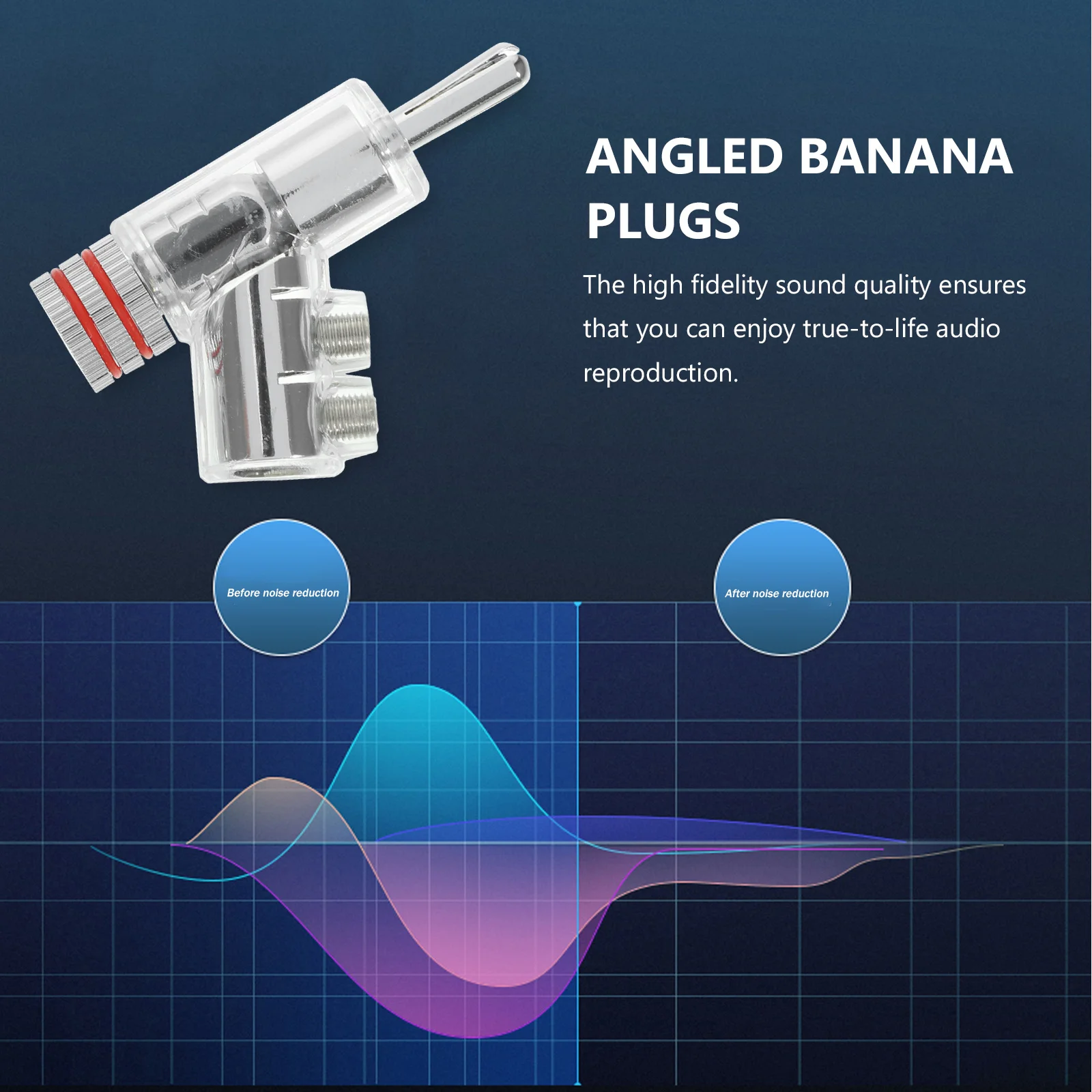 

2Pcs Gold Plated Banana Plugs Solderless Speaker Wire Connectors 45 Degree Angled Locking Speaker Terminals for Sound Amplifier