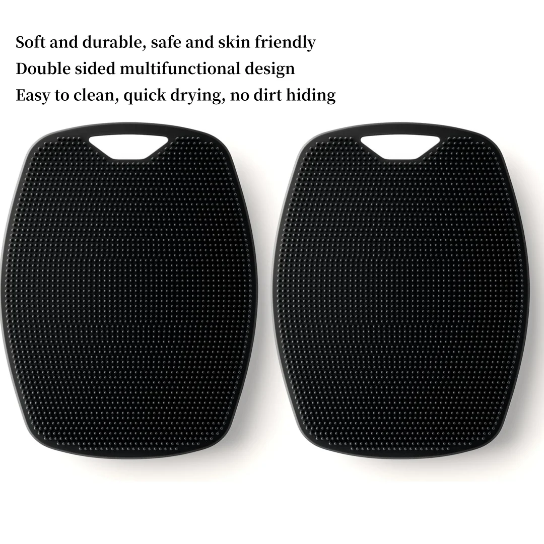 Silicone cleaning brush，anti zinc exfoliating shower brush，suitable for the body，reduces fat and blood circulation，2pcs，black
