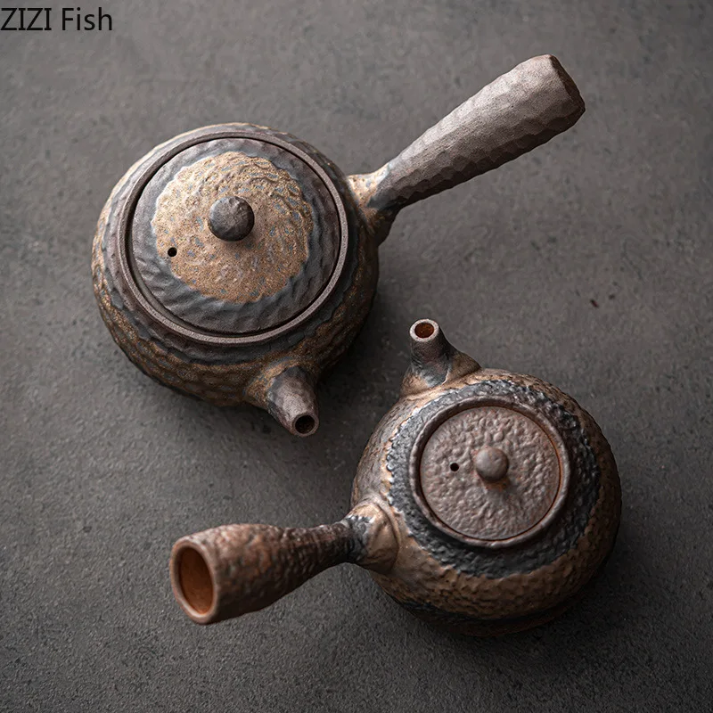 Keramik Seite Griff Teekanne Kreative Retro Hause Keramik Pu Erh Tee Maker Kreative Tee Zeremonie Kung Fu Tee-Set Zubehör