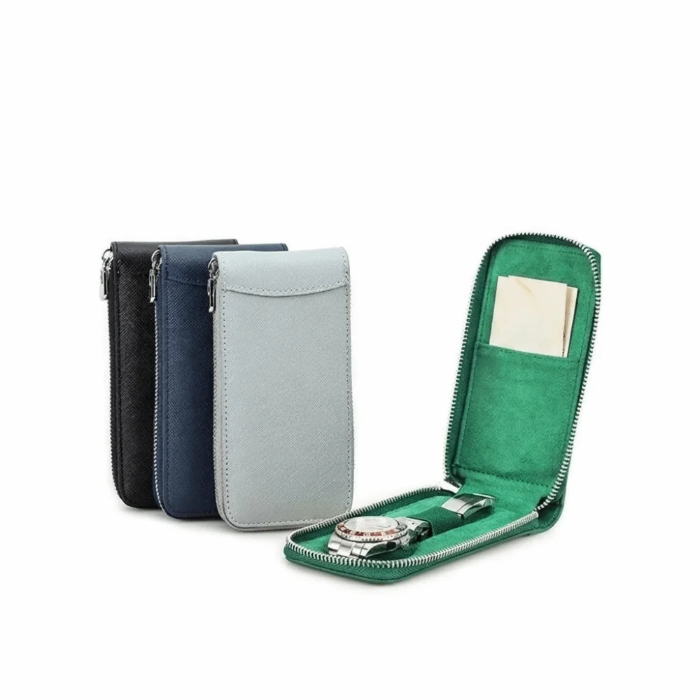 Handmade Leather Watch Box Vintage Multifunctional Watch Travel Case With Card Slot Single Slot Watch Case Travel Storage