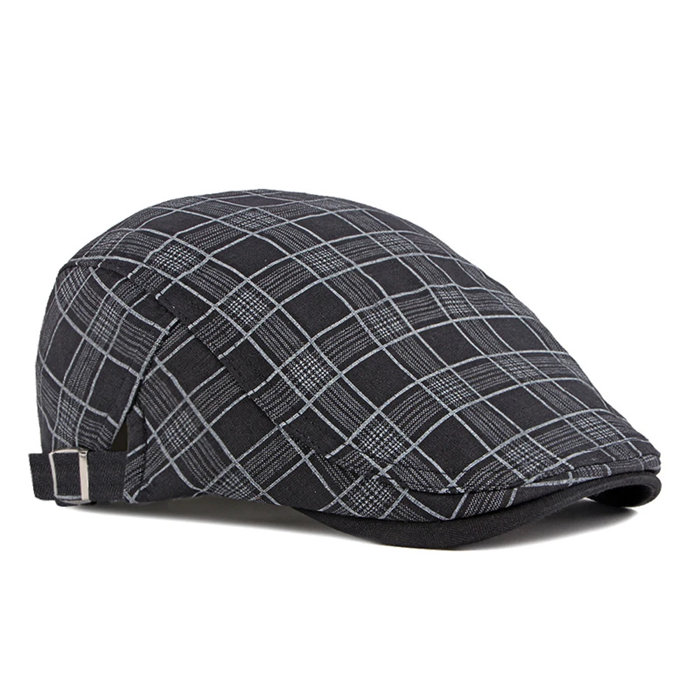 Plaid Ivy Newsboy Cap Cotton Adjustable Cabbie Gatsby Golf Cap Flat Hat Thin Cap For Men Women Summer Casual Hat