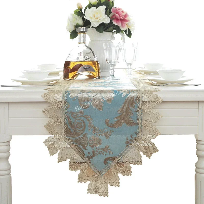 Table Runner Blue Dining Table Cloth Runners Three-dimensional Jacquard Europe Embroidered Flag Corner Coffee Tv Cabinet Dust