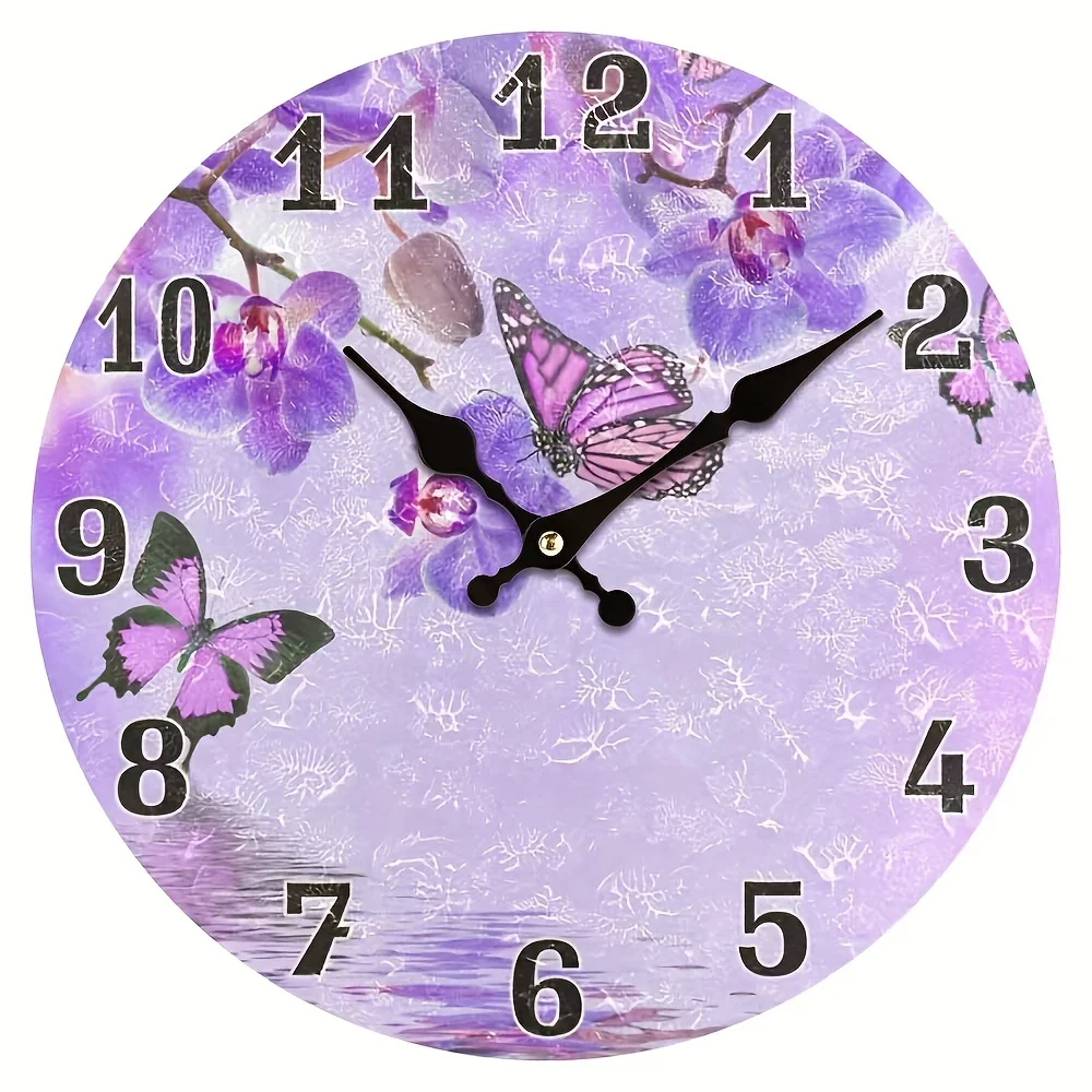 Butterfly Wall Clock  Perfect for Bathroom Living Room Bedroom Office School Home Decoration Requires 1 AA Battery(Not Included)