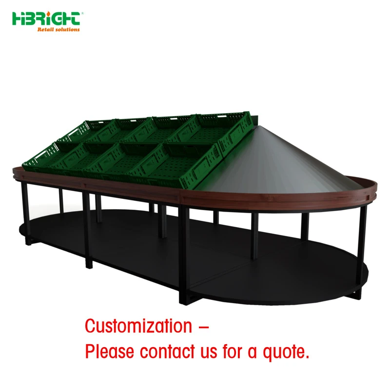 

custom.Double-Sided Wooden Fruit Vegetable Display Shelf Commercial Heavy Duty Supermarket Shelf Stand Rack