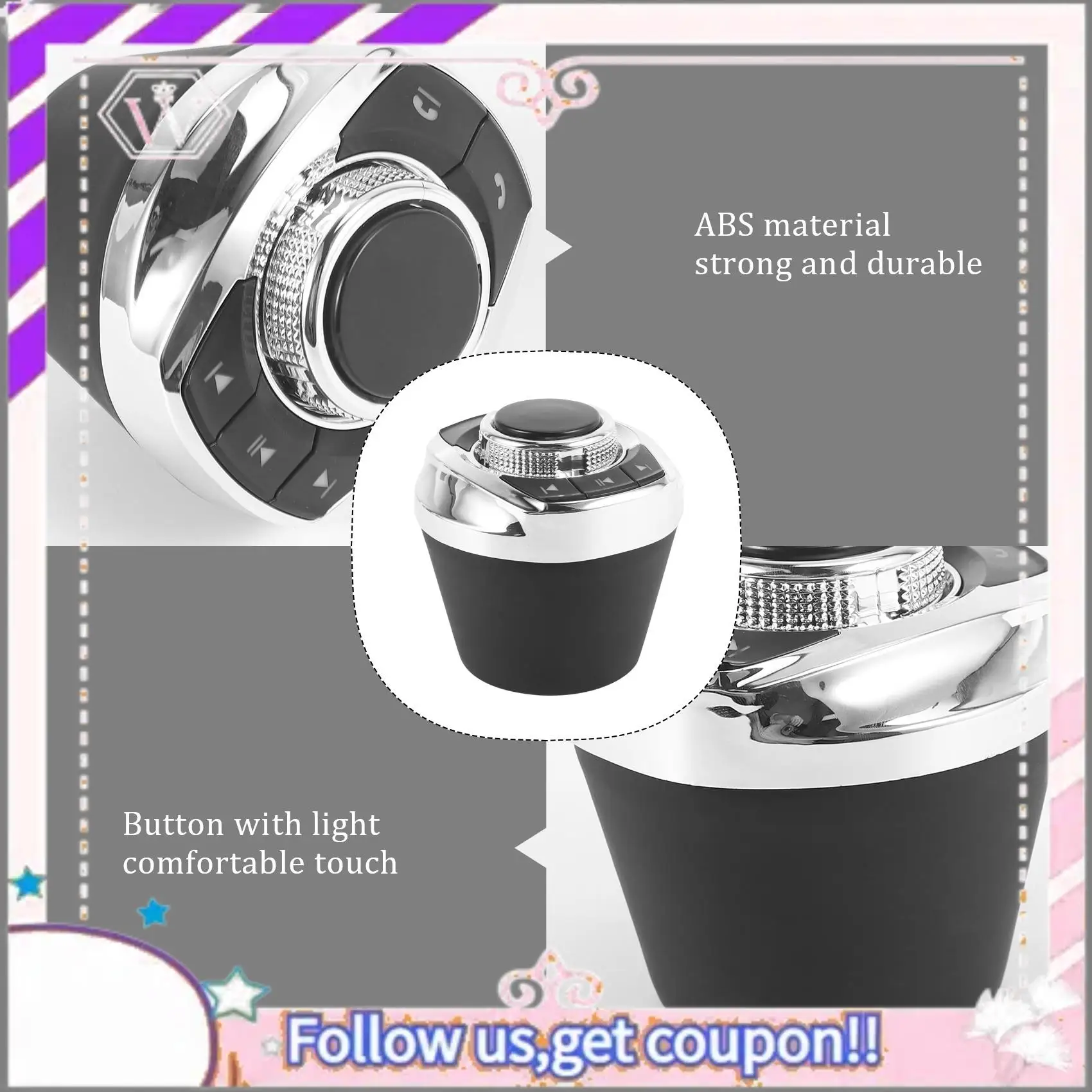 

A76T-Универсальная автомобильная беспроводная кнопка управления рулевым колесом со светодиодной подсветкой, 8 функций клавиш для автомобиля Android Navi Player Auto