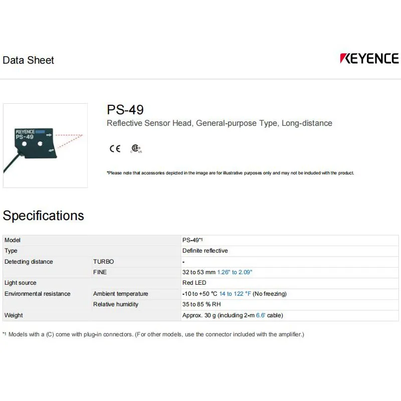 Nuevo sensor de interruptor fotoeléctrico de punto PS-49 KEYENCE genuino, stock de almacén 100% original