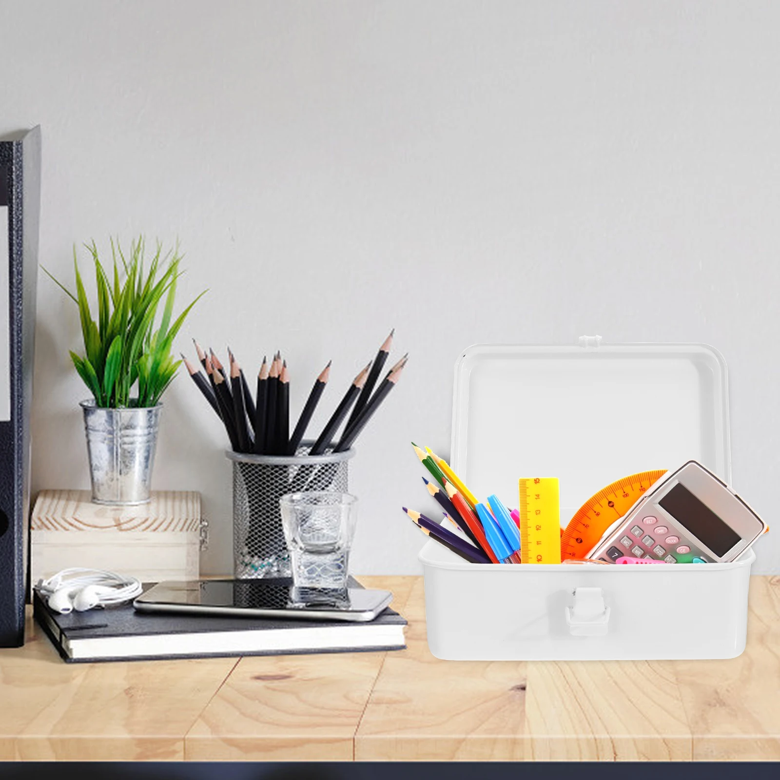صندوق تخزين الأدوات المكتبية حاوية منظم سطح المكتب للوازم المدرسية والمكتب المنزلي وحامل أشتات صندوق ملفات قوي متعدد الأغراض #1