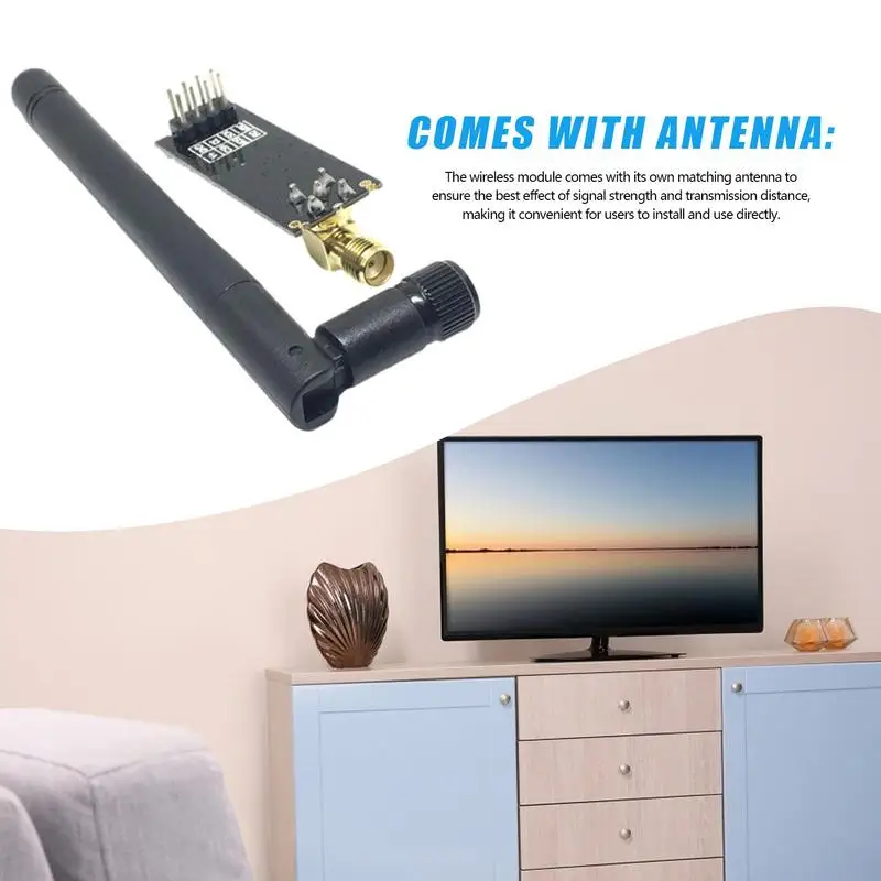 Módulo de transmisión inalámbrica para casas inteligentes, transceptor de larga distancia con antena, 1100 metros