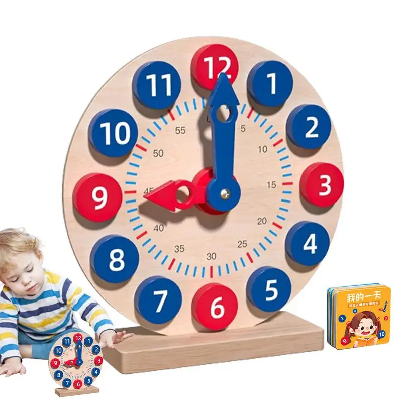 Teaching Clocks For Kids Wood Telling Time Teaching Clock With 18 Cards Time Activity Set Practice Clock Kids Analog Clock For