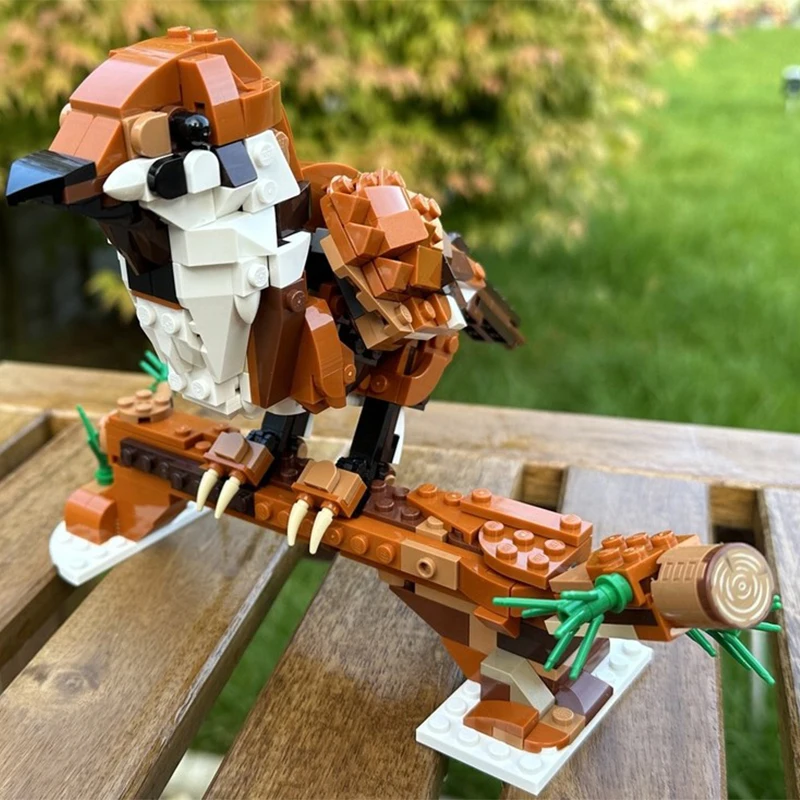 454PCS MOC Sparrow Modular Eurasian Tree Sparrow with Display Stand DIY Assembly Building Blocks Set for Kids Birthday Gift