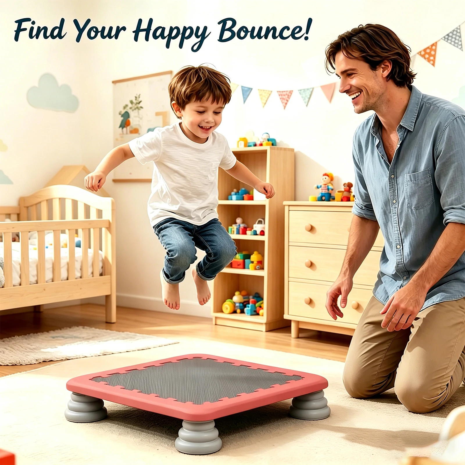 

Toddler Trampoline, Stable Recreational Rebounder Toy, Jump Sensory Training for Children Kids, for Children's Day gifts