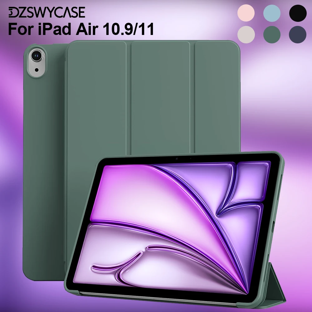 

Case for iPad Air 11 Inch M3 2025, iPad Air 11 M2 2024, Air 10.9 4/5th Gen, Soft Slim Cover Trifold Stand, Auto Wake/Sleep