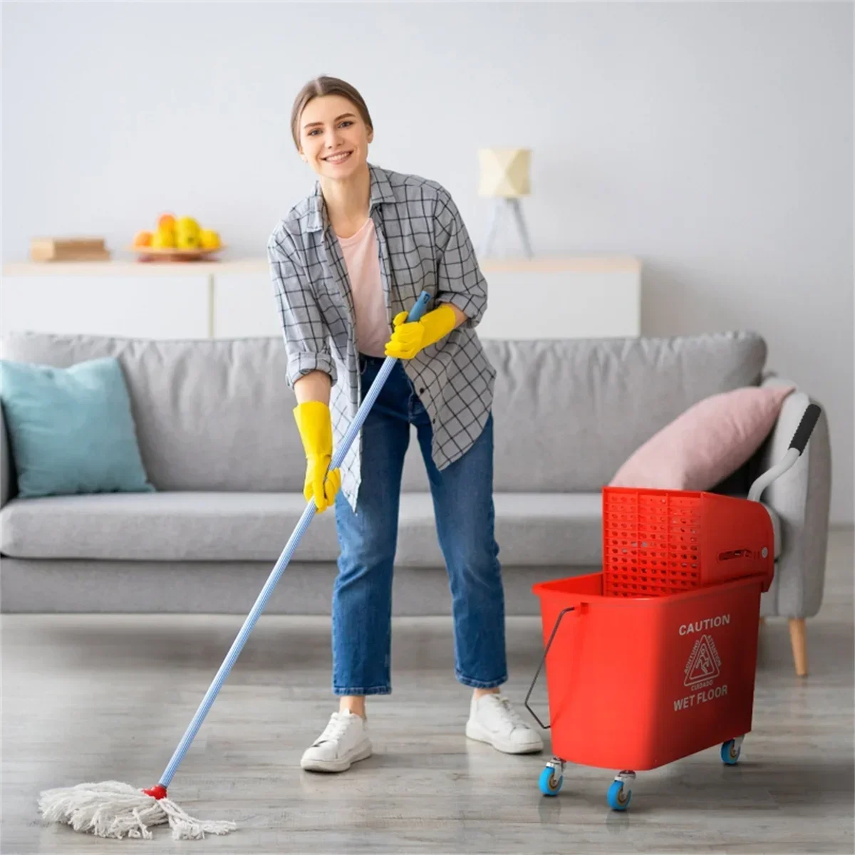 

Wheeled Cleaning Bucket for Easy Use, Ideal for Home & Office Cleaning