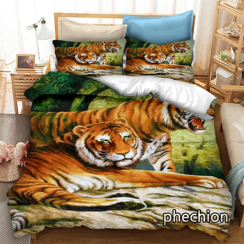 phechion Cartoon Tiger 3D Print Bedding Set Duvet Covers Pillowcases One Piece Comforter Bedding Sets Bedclothes Bed Linen K193