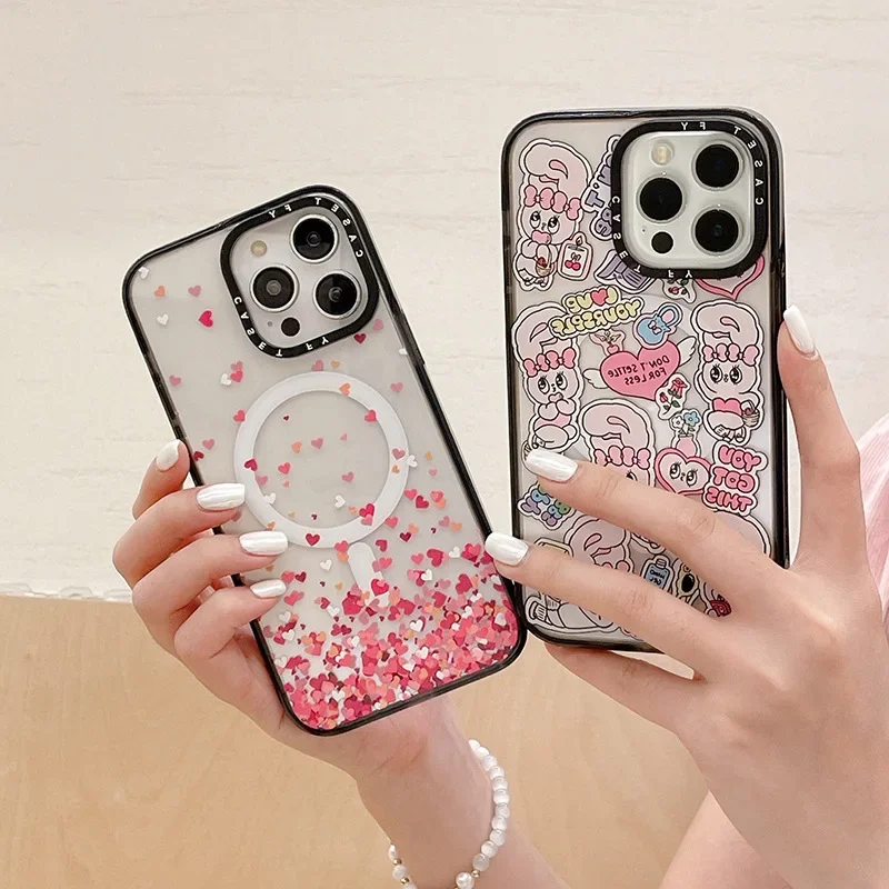 Pink Inspiration Rabbit Suitable For IPhone14promax Magnetic Phone Case 13trendy Brand 12anti-fall 15set