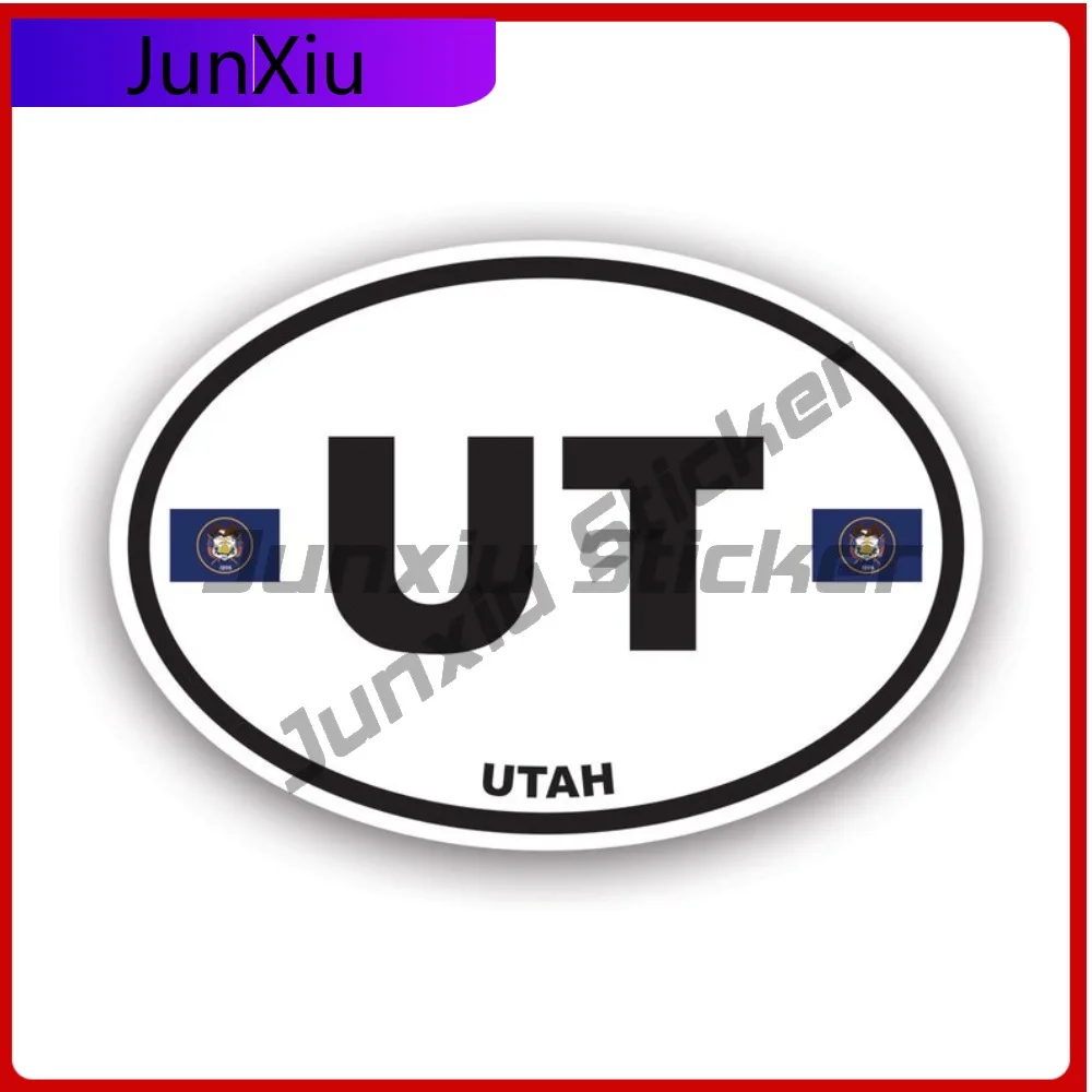 

Utah Flag Oval Waterproof Weather Resistant Anime Style For Helmet Rear Windshield Truck Self Adhesive Removable Accessories