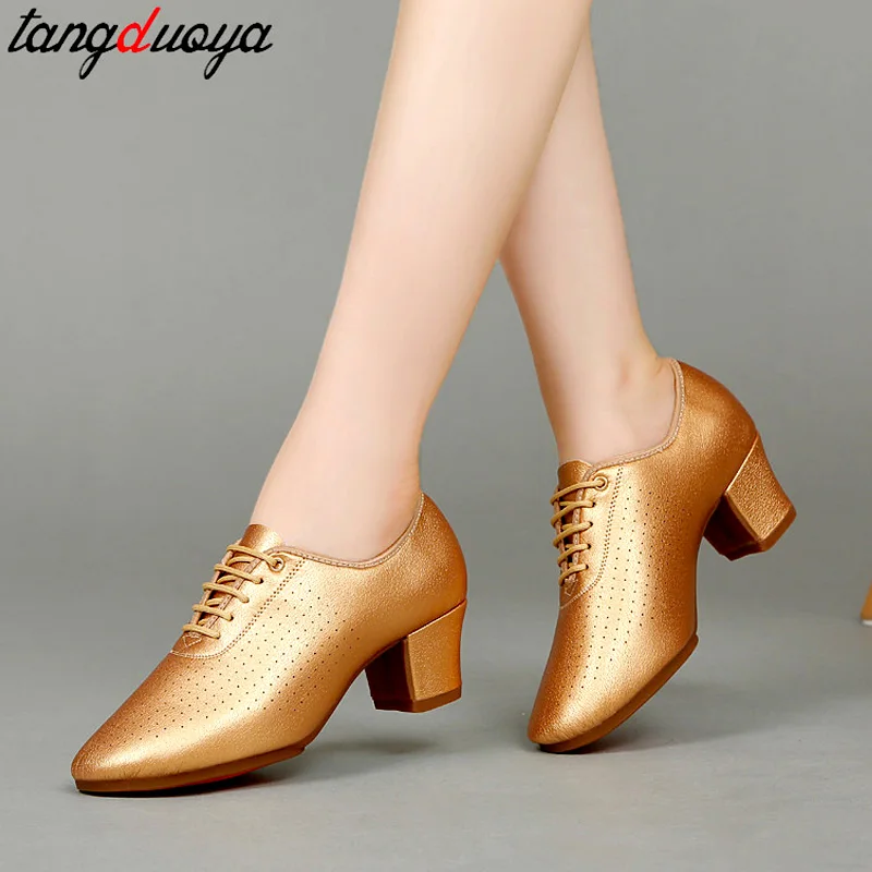 Gold jazz dance shoes for women size 41 Women Girls Ballroom Modern Tango Performance Practise Dancing shoes 5cm Heels Wholesale