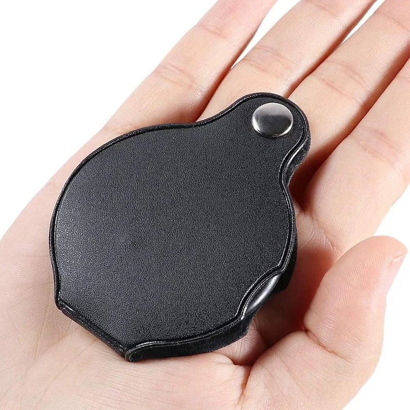 Loupe pliante avec étui en cuir, loupe de poche, grossissement 3X