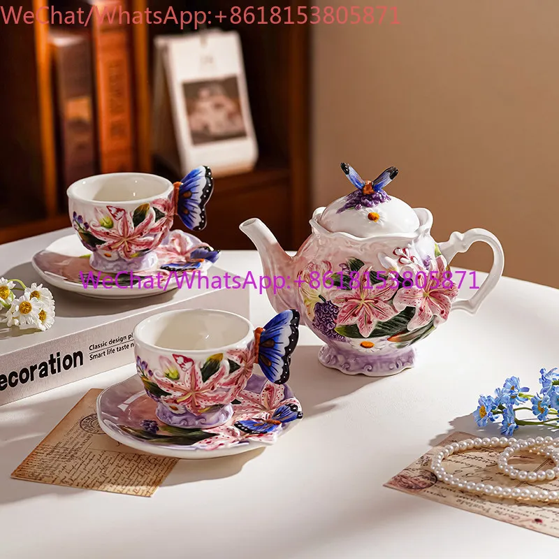 Ornament creative home courtyard romantic flower teapot home afternoon