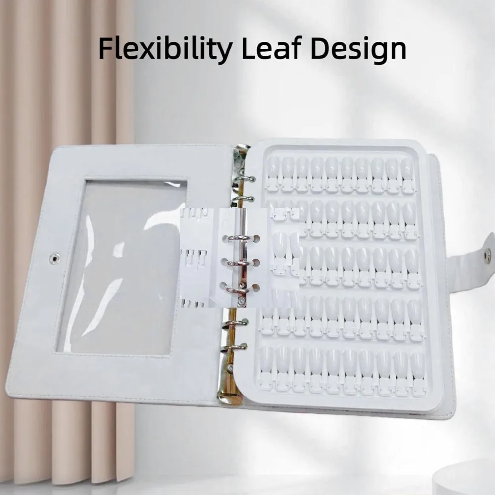 150pcs Transparent Nail Color Display Book Plastic Stainless Steel Nail Polish Card Holder Lightweight Detachable