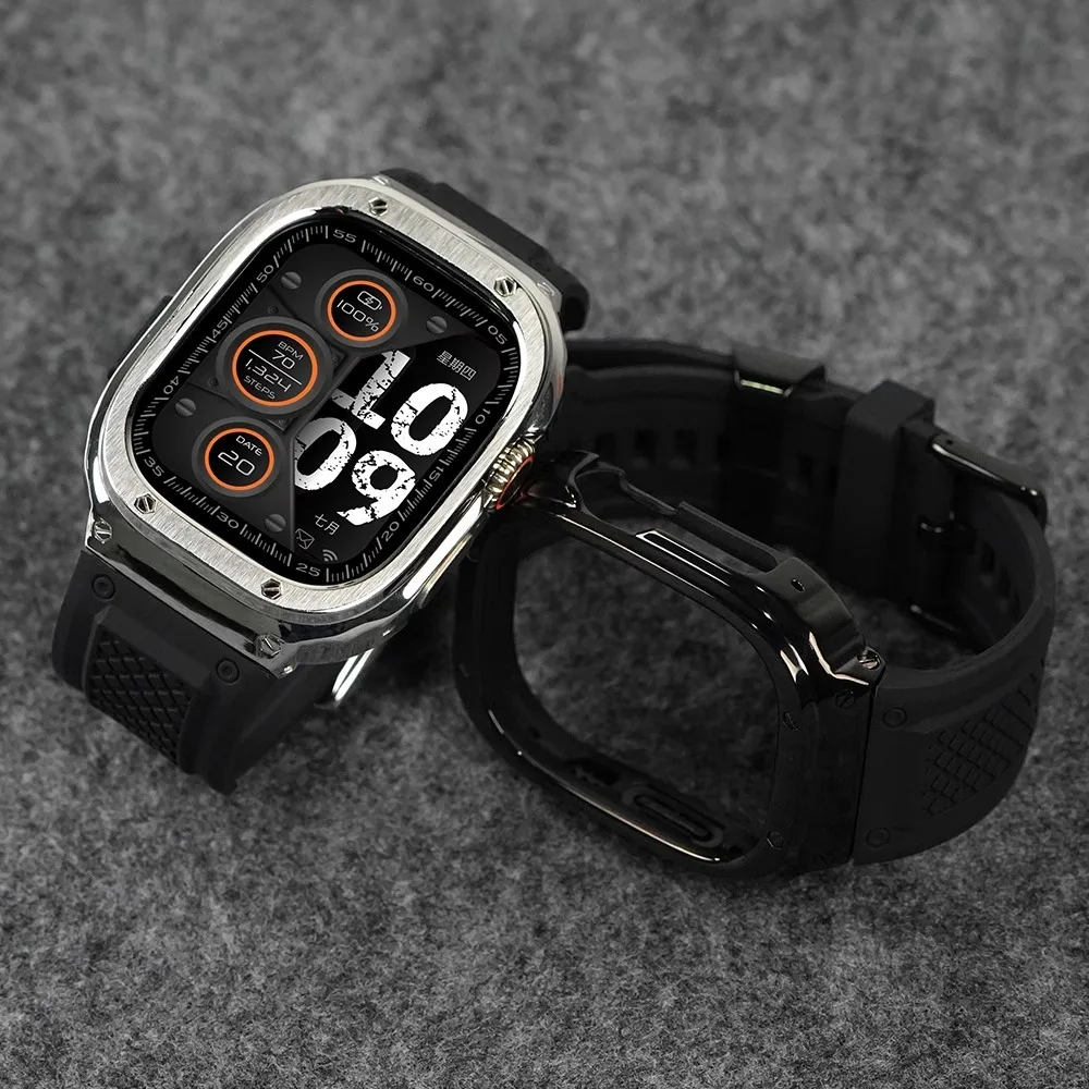

Спортивный силиконовый ремешок + чехол для Apple Watch 11 10 9 8 7 6 5 4 Ultra 3/2 Металлический защитный чехол iWatch 38 41 40 42 44 45 46 мм 49 мм