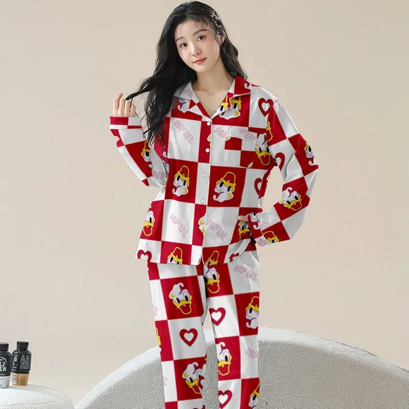 Lente en herfst nieuwe zoete en schattige pyjama met lange mouwen damesvest set casual cartoon huiskleding