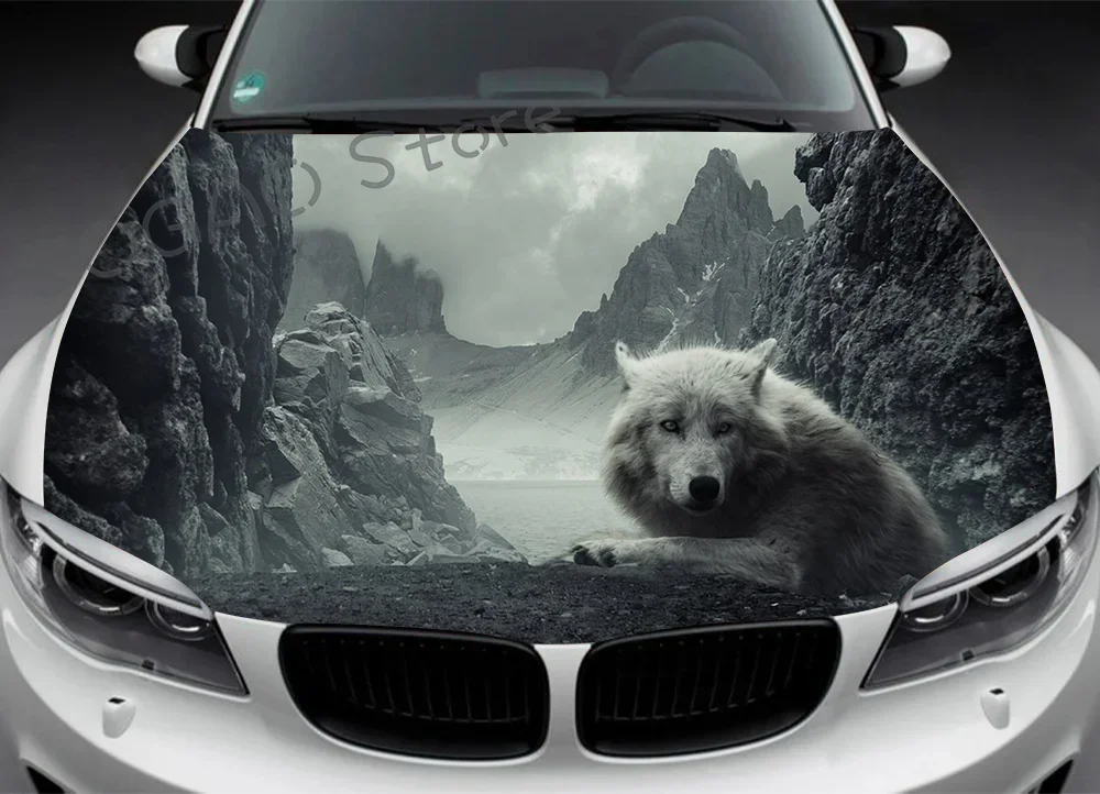 Wolf Car Hood Decal, Vinyl, Sticker, Abstract  Cool, Graphic, Wrap Decal, Truck Decal, Truck Graphic, Bonnet Decal