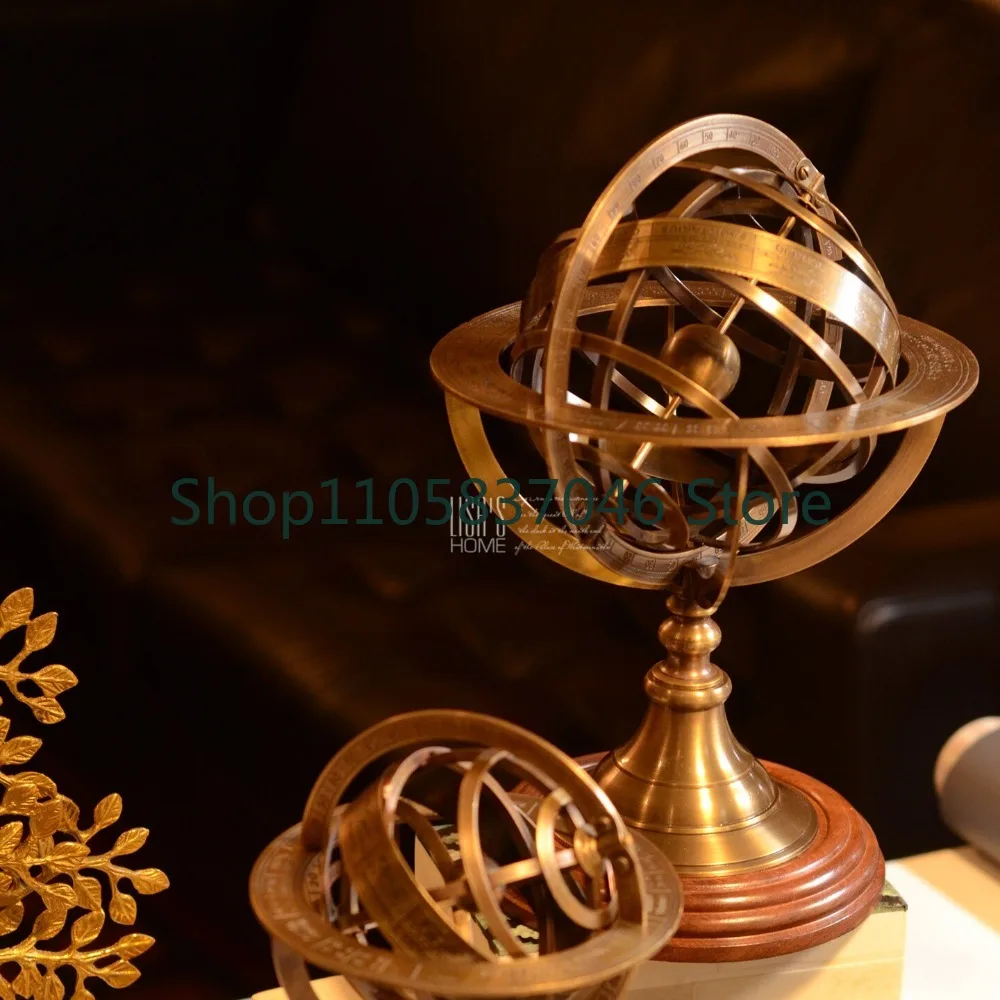 Decorative ornaments, European style desktop armillary globe, multi treasure grid decorative props