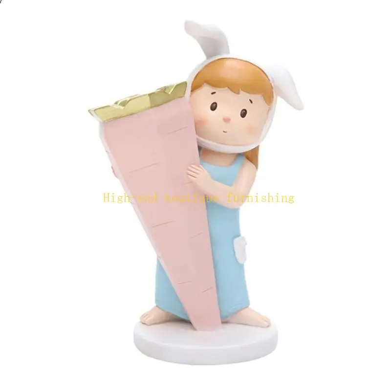 L9NB Girl Holding Vase Flowerpot Indoor Resin Planter Pots Modern Home Decor