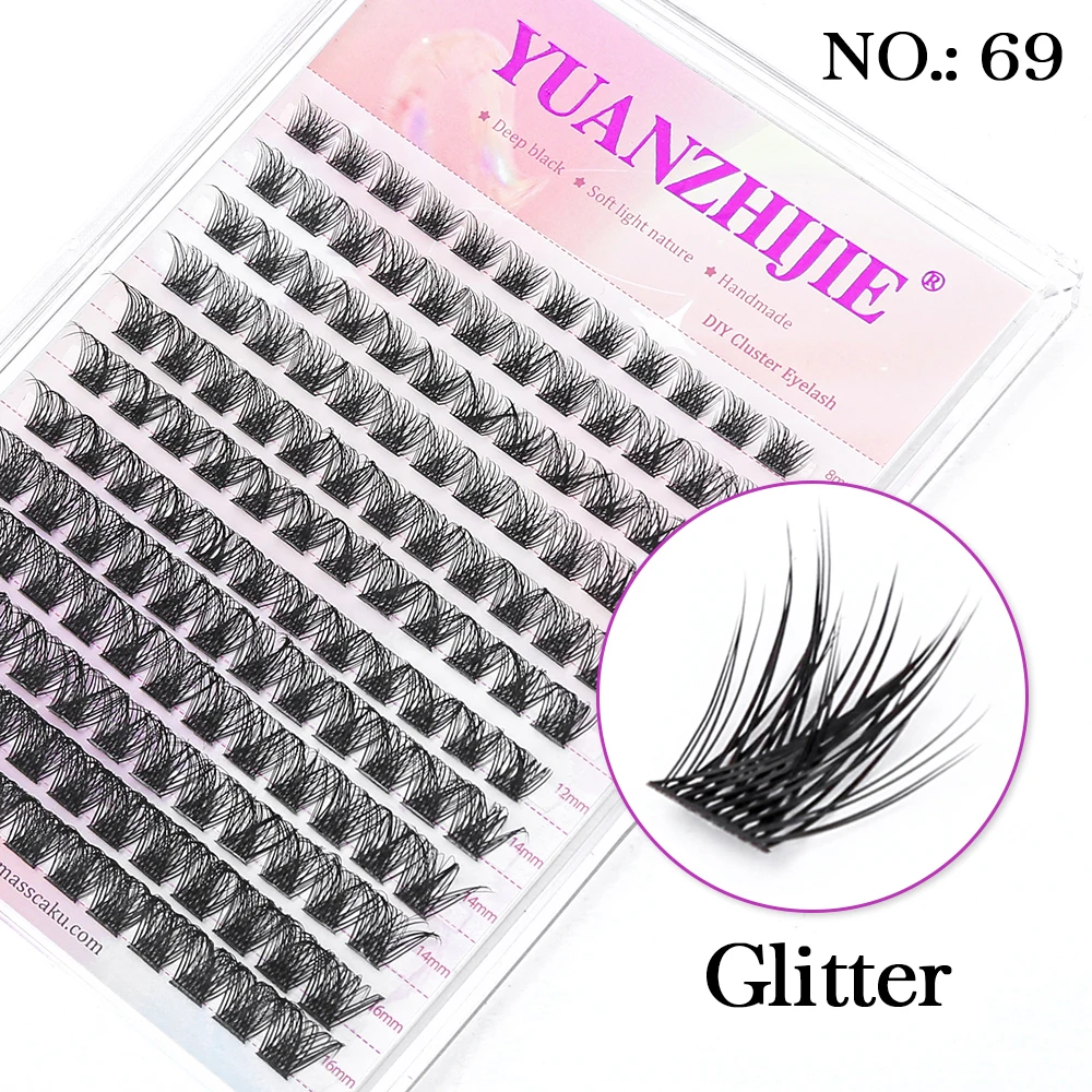 12 lijnen Super Pluizige YUANZHIJIE DIY Wimpers Cluster Individuele wimper Trossen Premium Materiaal Multi Puntige Natuurlijke Wimper