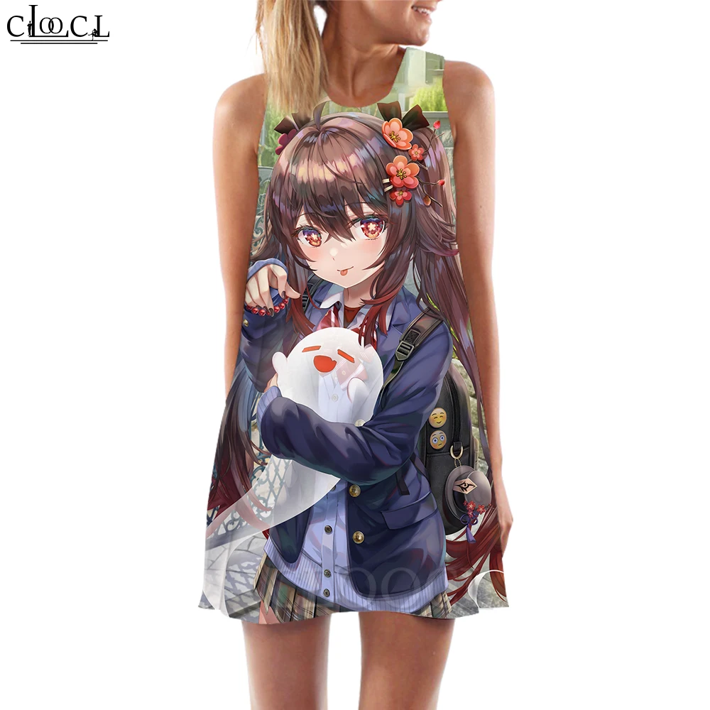 CLOOCL Vrouwen Tank Tops Komi Sankomi San Grafische Gedrukt Losse Jurk Sexy Mode Korte Casual Vrouwelijke Vest Mouwloze Jurk