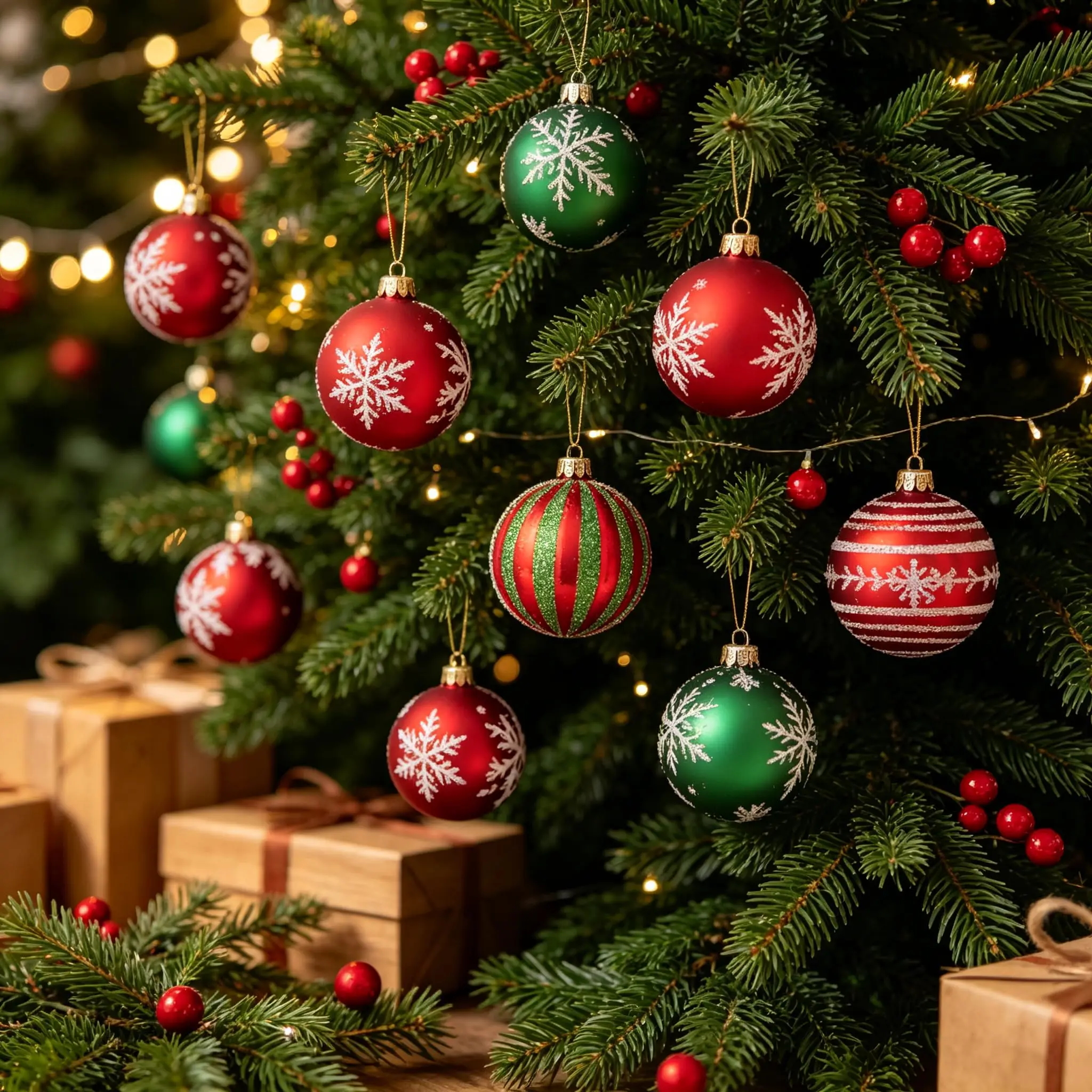 GAOMON Shatterproof Christmas Ball Ornaments, 12-Pack Plastic Hanging Baubles For Xmas Tree Decor - Red & Green - Holiday Party & Home Decorations