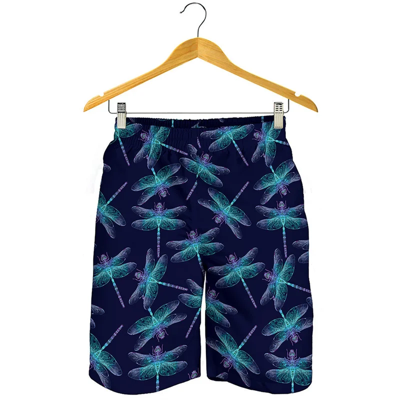 Short de plage à motif libellule pour hommes et enfants, maillot de bain animal imprimé en 3D, pantalon court de rue, short de planche de surf d'été