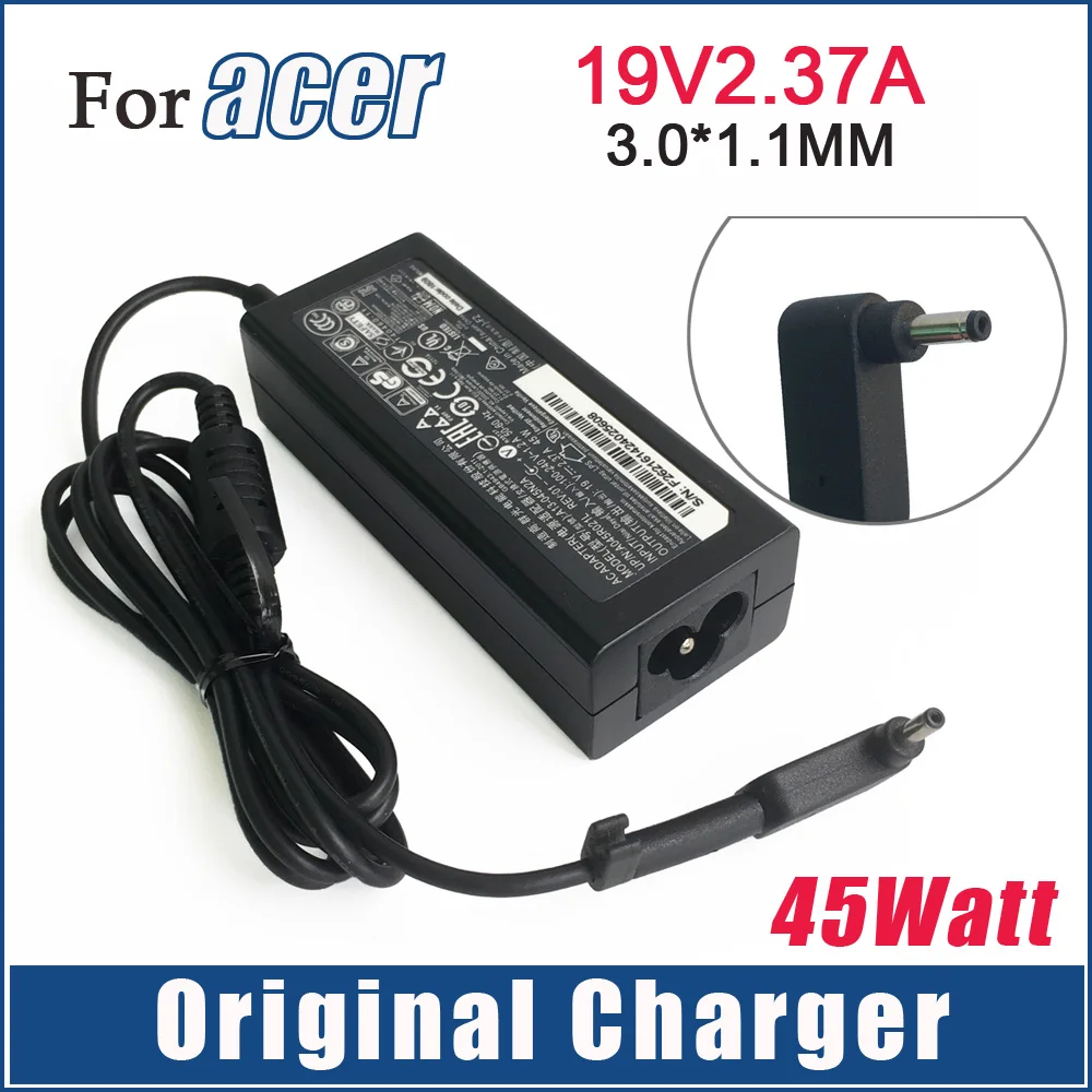 Cargador adaptador de CA original para Acer Chromebook CB3 CB5 11 13 14 15 R11 R13 A13-045N2A N15Q9 C731 C738T CB3-532 CB3-431, 45W