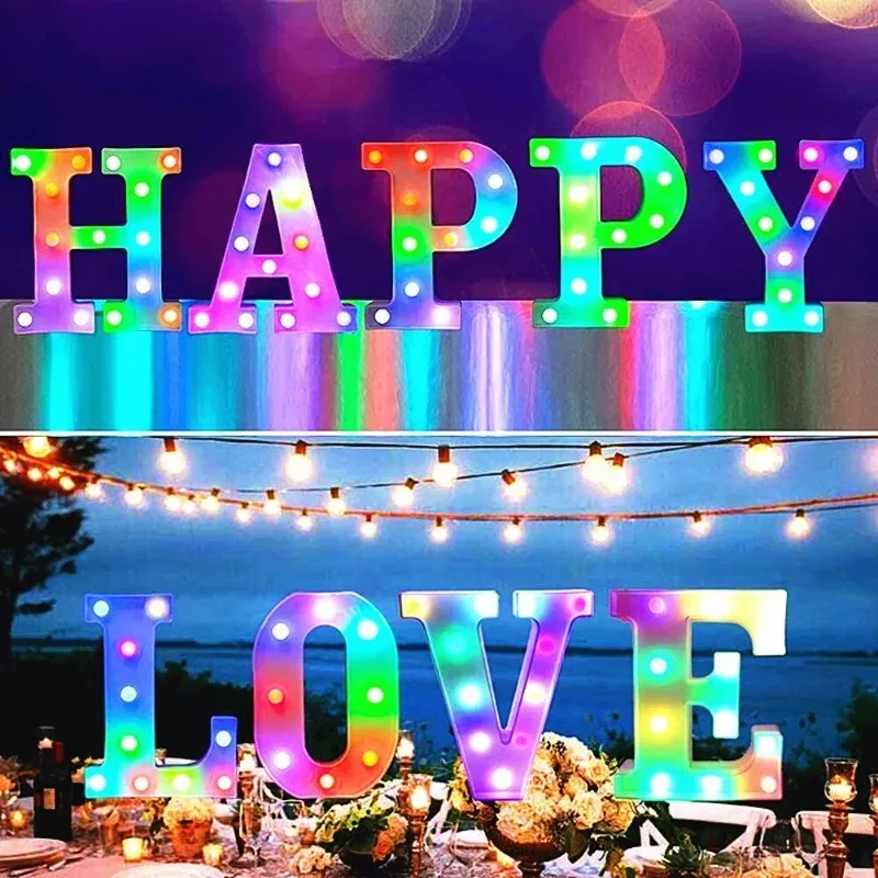 22CM Alphabet Letter LED Lights Change Color Lights Decor Luminous Letter Lamp Home Wedding Birthday Christmas Party Decoration