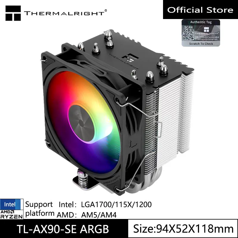 Thermalright AX90 SE ARGB CPU Feng Cold Relocation 4 Thermal Pipe 118mm highly supports ITX/LGA1700/115X/1200/AM5/AM4