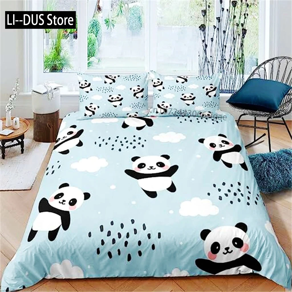 Black And White Panda Duvet Cover Boys Girls Cute Giant Panda Duvet Cover Set Kids Cartoon Animal Pattern Comforter Cover Decor