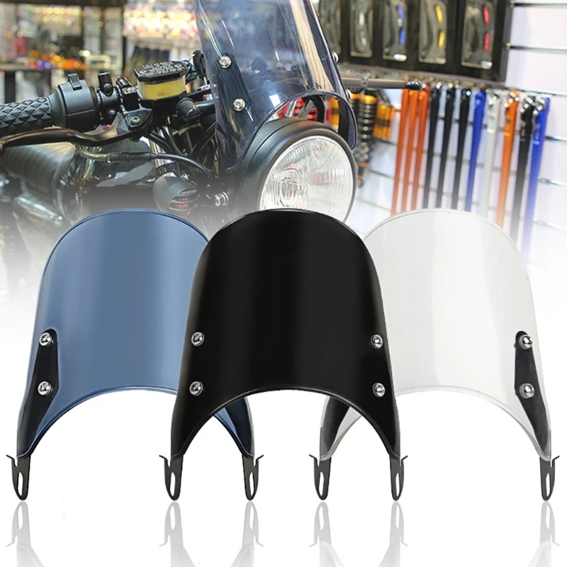 

Universal Motorcycle Windshield ABS Plastic Wind Deflector for Racer Fit 4-7inch Headlights Retro Windscreen Protective Shield