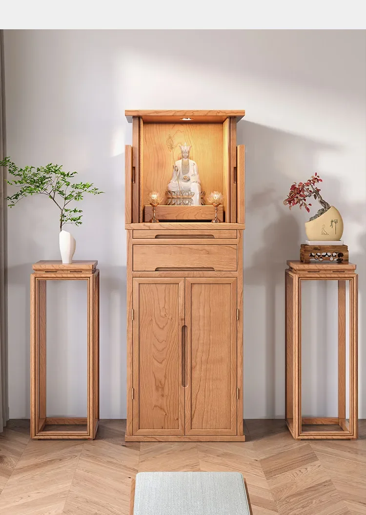 Ebony Standing Cabinet with Door Double Shrine Hidden Door Buddhist Shrine Bodhisattva Cabinet