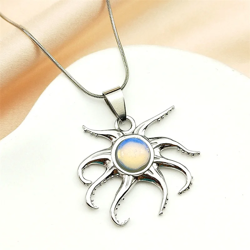 رائعتين الأخطبوط البحر سلسلة للنساء الرجال الفولاذ المقاوم للصدأ الذهب اللون المحيط الحيوان الهيب هوب الشباب قلادة قلادة مجوهرات هدايا