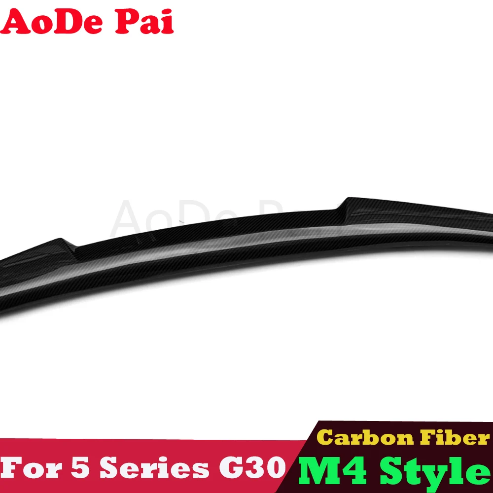 High Kick M4 V Style Carbon Fiber Rear Boot Trunk Lip Spoiler for BMW 5 Series G30 Sedan M Sport 520i 530i 545e M550i M5 F90