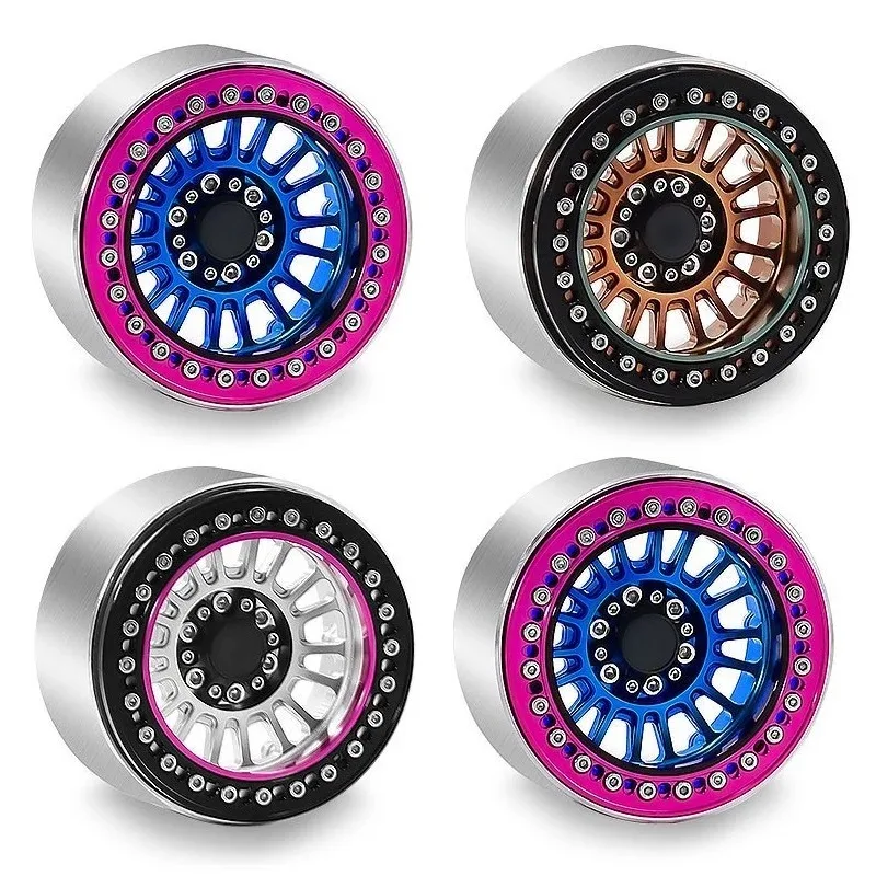 4PCS 2.2 Inch Aluminum Beadlock Wheels and Tires Set Heavy Duty Upgrade Parts for 1/10 RC Crawler TRX4 SCX10 CROSS H8H