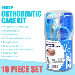 NIGF Orthodontic Care And Cleaning 8/10 Piece Wash Bag For Carrying Teeth, Brushing lines, And Cleaning Gaps Between Teeth