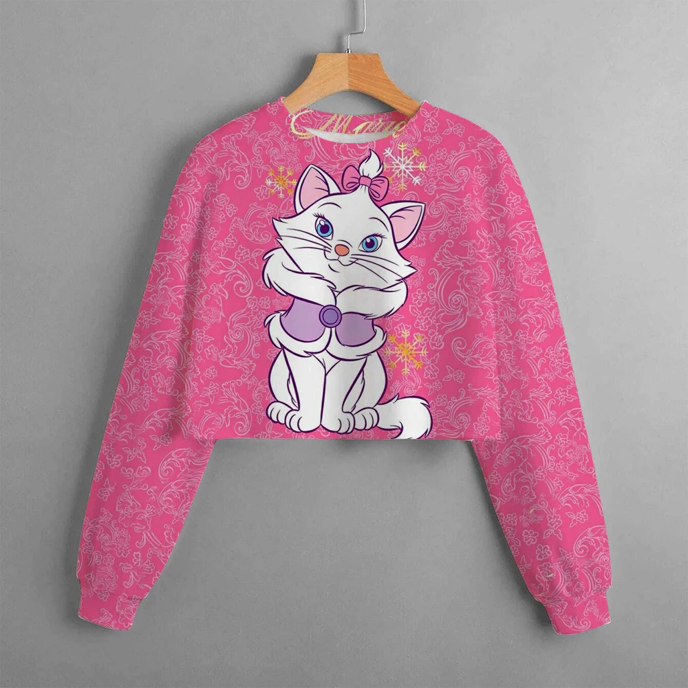 

Mary Cat Hoodie Printed Girls' Hoodie Clothes Long Sleeve Spring And Autumn Disney Series Short Hoodie Clothes 4-14 Y