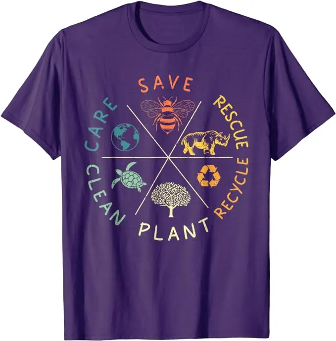 Save Bees Rescue Animals Recycle Plastic Earth Day Vintage T-Shirt Environmental Protection Saying Tee Cool Graphic Outfit Gifts