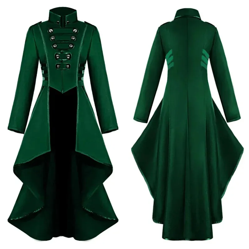 's Vintage Medieval Steampunk Cospaly Tuxedo Retro Long Luxury Gothic Top Halloween Costume Coat Women Dress S-3Xl As;2,k'5,t;8.