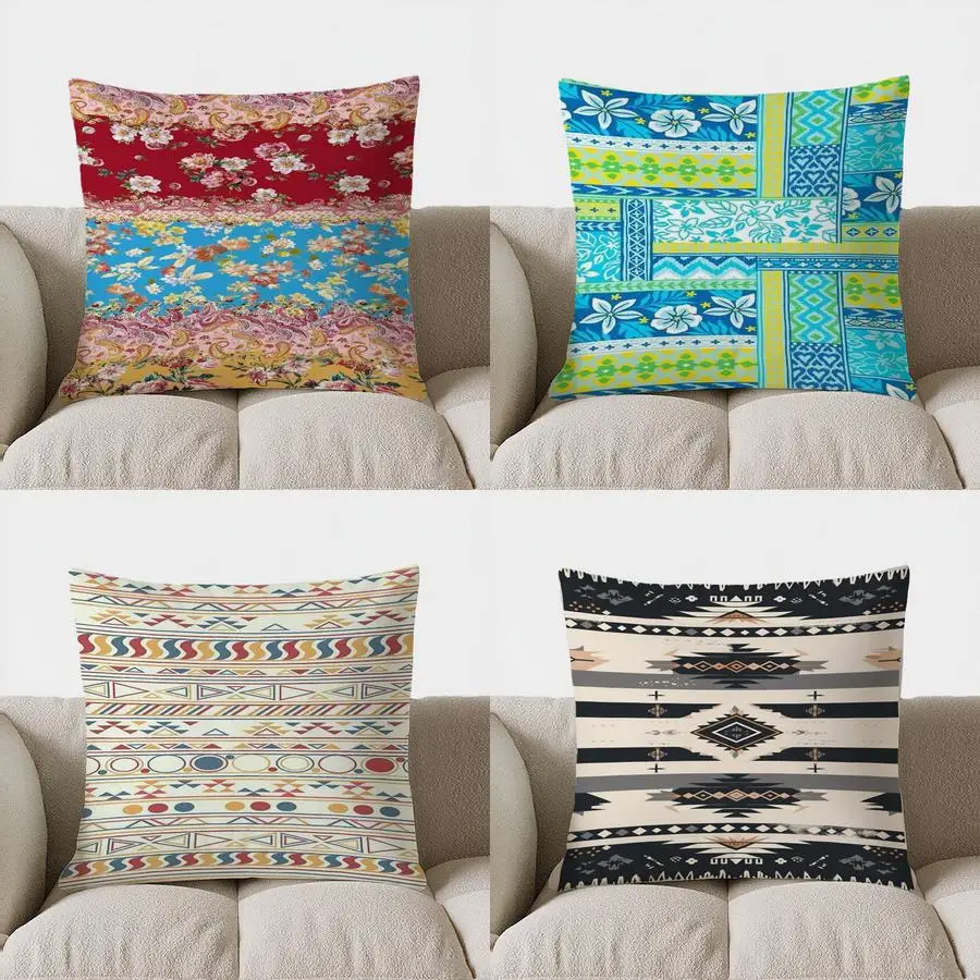 

Home Decor Colorful Floral Pattern Pillow Pattern Cushion Cover Suitable for Sofa Bedroom Car Pillow Cover