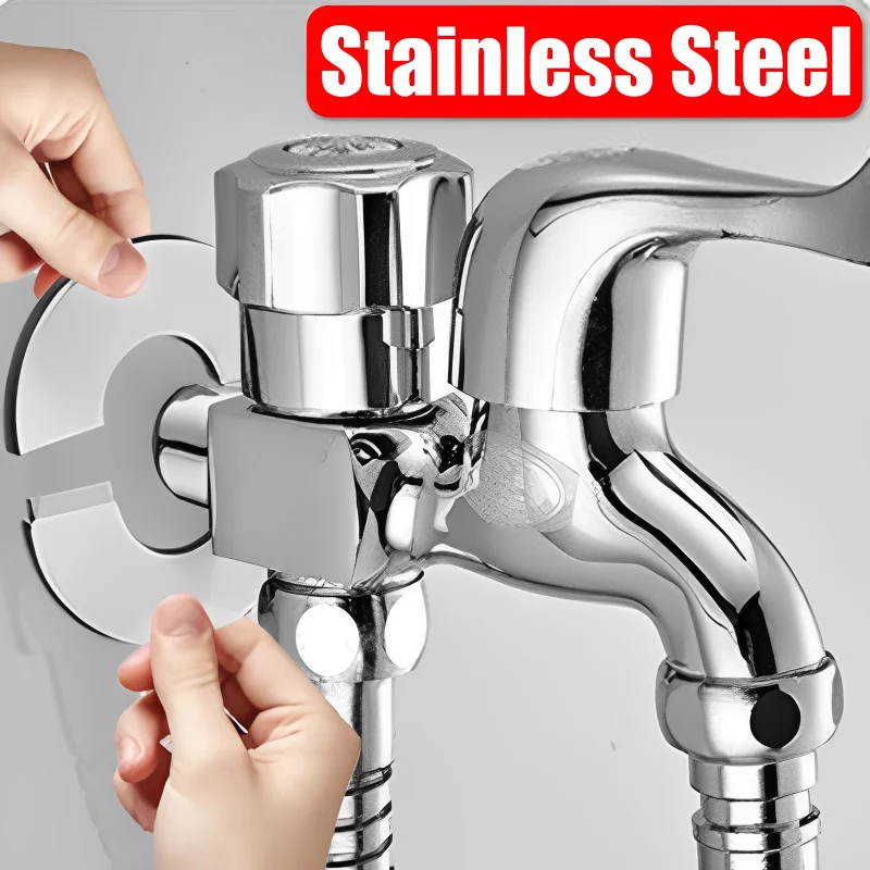 Self-Adhesive Stainless Steel Faucet Decorative Cover Water Pipe Chrome Finish Wall Covers for Bathroom Faucet Accessories